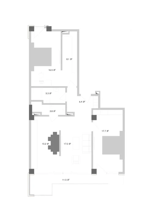 3-комнатная квартира. Ваке